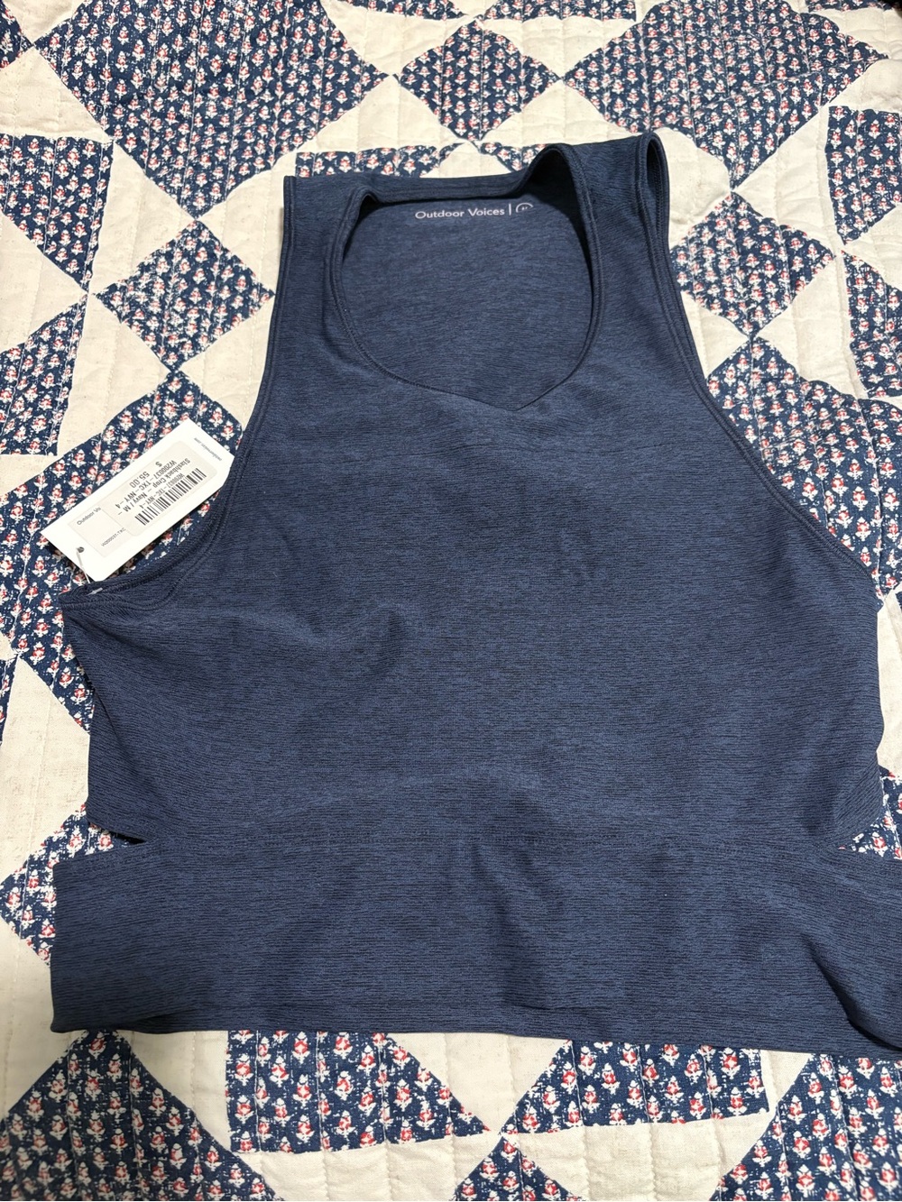 Outdoor Voices Slashback Crop Top Medium New with Tags Navy Blue